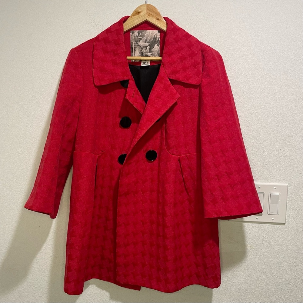 Red Double-Breasted Women's Coat